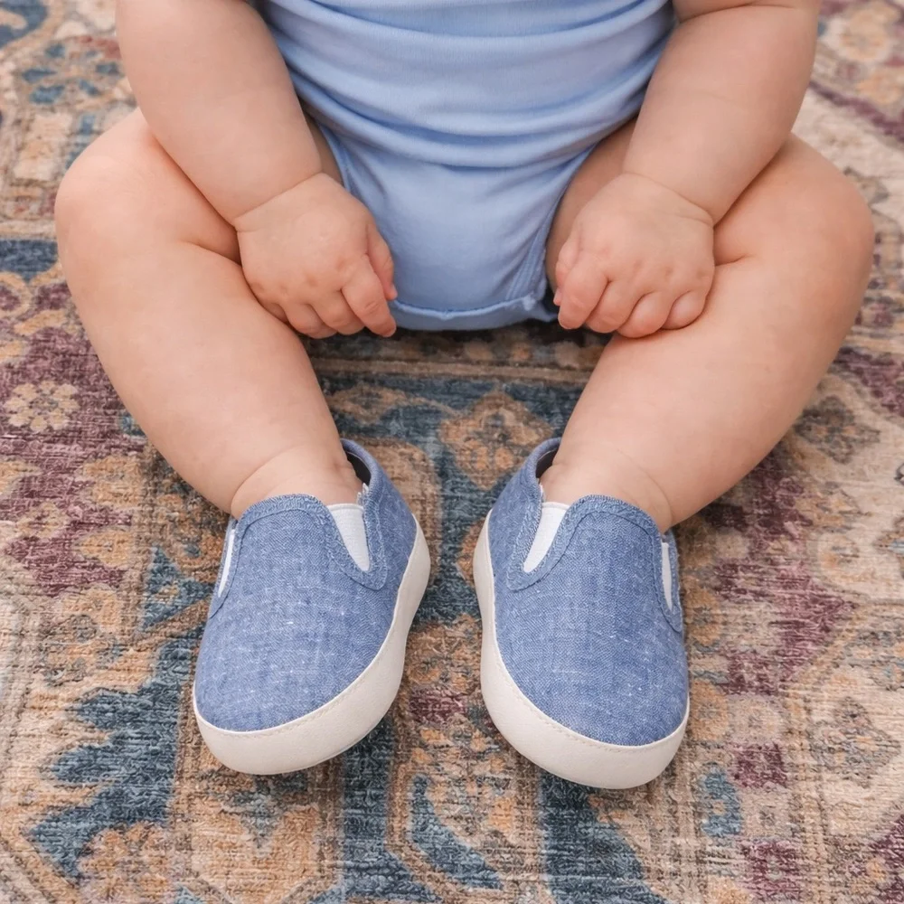 NEW • Janie and Jack • Boys Slip On Baby shoes Blue   18-24 Months